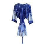 In Bloom  Blue Floral Print Robe with Tie Closure. Photo 2
