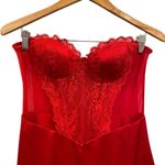 Miss Circle Talia Red Satin Lace Corset Maxi Dress Medium Photo 4