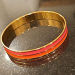 Trina Turk 💕💕 Enamel Bagle Bracelet ~ Orange and Pink Gold Plated One Size NWT Photo 1