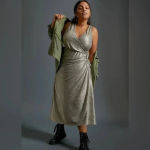 Anthropologie  Kari Metallic Shimmer Midi Dress Plus Size 3X - Like New! Photo 1