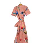 Sara Campbell Women's Rare Floral Print Belted Button Front Midi Shirt Dress 12 Pink Photo 1