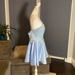 Women’s Pale Blue Halter Neck Lace Appliqué Prom Party Homecoming Dress Size 12 Photo 5