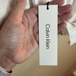 Calvin Klein  Sheer Striped Cropped White Cardigan Top Photo 3