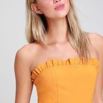 Lulus Lulu’s Leeanne Golden Yellow Strapless Ruffled Bodycon Dress size small Photo 1