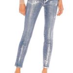 frame denim FRAME Le Skinny De Jeanne Metallic Jeans Canon Foil Blue Metallic Size 27 NEW Photo 2