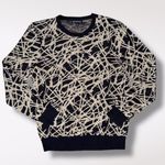 INC Black Gold Metallic Knit Sweater Crewneck Medium Photo 8