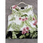Kaudiana Hawaii Tropical Orchid Leaf Print Sleeveless Tank Top Women's M Rare White Size M Photo 6