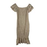 Simplee Apparel Simplee‎ Smocked Dress Size Medium NWT Tan Boho Midi Ruffle Sleeve Summer Cotton Photo 5