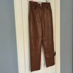 Wilfred  Aritzia Melina brown vegan leather straight leg high rise pant size 8 Photo 2