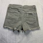 Vervet Olive Distressed Jean Shorts with Raw Hem Photo 1