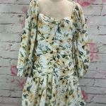 Avant Look Women's Puff Sleeve Off The Shoulder Floral Pleated Dress Cream Size Size L Photo 3