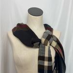 Classic Plaid Scarf with fringe for women Black Photo 1