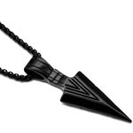 Black Arrowhead Mens Arrow Pendant Necklace 24" Chain - Native American Style Photo 2