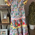 CeliaB Olav Floral Scalloped Midi Dress Floral Womens SIze XS Blue Photo 7