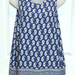 Willi Smith Womens Blue White Geometric Sleeveless Tank Top Large Shirt Career Photo 0