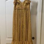 Birdy Grey  Dress Womens Medium Yellow Floral Ruffle Sleeve Midi Bridesmaid Lined Photo 4