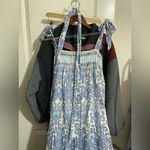 Azure nwt  soirée maxi dress block printed belted beautiful dress blue L Photo 2