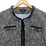 J. Crew Lady Metallic Tweed Jacket Blazer Black Rainbow Multi Fringe Women’s 8 Photo 6