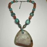 A. V. Max Stone Pendant Beaded Necklace Semi Precious Stones / Turquoise Etc Photo 0