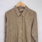 Chico's Minimalist Lagenlook Button Front Shirt Womens 1 M 8 Tan Linen Pockets Photo 1