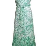 R & K Green White Floral Maxi Dress Size 4 Tropical Flowy Vacation Easter Party Photo 0