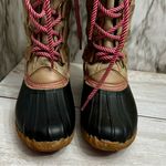 Esprit Espirit Women Sz 7 Pink Tan Belinda Muck Boots Farmcore Lace Up Tall Duck Shoes Photo 4