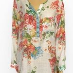 Anthropologie Aratta Silent Journey Floral Silk tunic blouse size M White Size M Photo 0