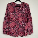 Torrid Pink Dark Florals Boho Blouse Womens L Fall Peasant Flowy Long Sleeve Top Photo 0