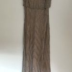 Adrianna Papell Champagne Beaded Sequin Wedding Guest Dress Photo 0