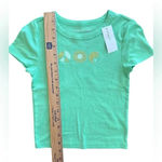 American Eagle NWT Ribbed Henley Tee Shirt Size XS Peace Flower Yingyang Crop Photo 3