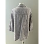 Tahari  Linen Blouse Size 1X  Blue Pinstripe Tunic Side Buttons Comfort Coastal Photo 4