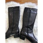 Bandolino  Boots Womens 7.5 Collyer Knee High Tall Riding Heels Black Leather Zip Photo 6