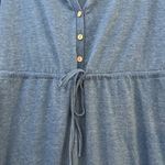 Womens Blue Casual Dress Short Sleeve Button Up Tie Waist Lightweight Size Large Photo 2
