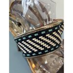 Coach Steffi stilettos size 9.5 navy white woven leather strappy high sandal Photo 4