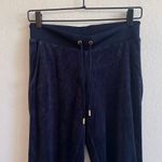 American Vintage JUICY COUTURE Vintage Y2K Navy Blue Velvet Jogger Pants Womens XS Photo 3