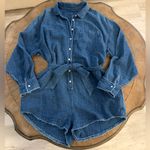 Aerie Gauzy Belted Romper Long Sleeve Oversized With Pockets XS Photo 8