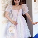 Japanese Kawaii Gyaru Princess Balletcore Floral Rainbow Birthday Mini Dress Size XS Photo 0