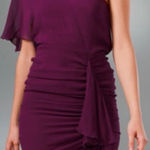 Alice + Olivia Marcia One-Shoulder Rouched Silk Coctail Dress Purple Size 6 Photo 0