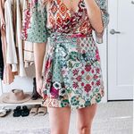 ZARA Green Multi Color Pattern Patchwork Floral Mini Dress Photo 4