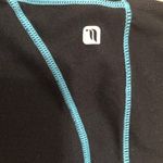 Fabletics Cropped Yoga Pant Sz M Black Blue Trim Active Casual Stretch Work Out Photo 2