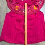 Handmade Vibrant Mexican Embroidered Peasant Off Shoulder Floral Top Boho Pink Photo 4