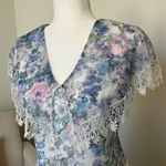 Jessica McClintock Vintage Floral Garden Lace Trim Maxi Prom Bridesmaid Dress Photo 3