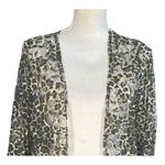 Vocal  Duster Cardigan Size XL Brown Black Boho Animal Print Lace Semi Sheer Photo 2