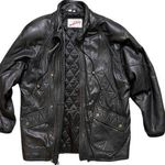 Vintage Leather Coat Jacket Black 80’s 90’s L Large M Medium Photo 0