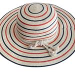 CHAPS  Straw Wide Brim Hat Patriotic Stripes OS Photo 1