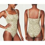 ANDIE Azzura One Piece Bias Stripe Olive Swimwear Bathing Suit Size M New Photo 3