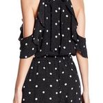 1. State   BLACK WHITE POLKADOT JUMPSUIT OPEN BACK COLD SHOULDER HIGH NECK XS Photo 5