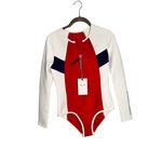 Perfect Moment Chevron Neo Wetsuit in Snow White Navy Red Size Small Rashguard Photo 4