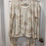 Nicole Miller Cozy Tie-Dye Loungewear Set Beige Cream Sweatshirt & Joggers Two-L Photo 0