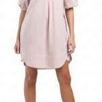 Cynthia Rowley Linen Blend Puff Sleeve Dress L Pink Photo 0